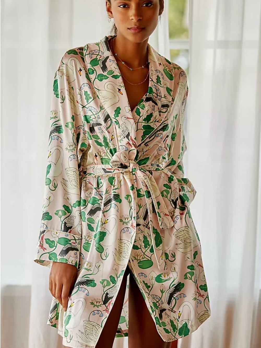 Karen Mabon Botanical Gardens Swan Silk Robe